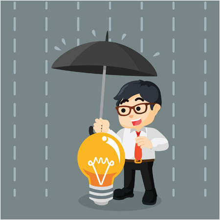 a businessman being covered with an umbrella ideaのイラスト素材