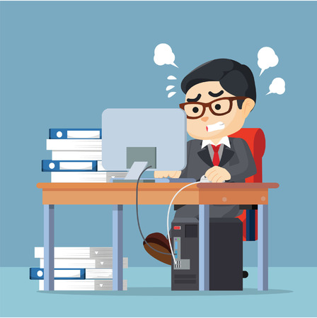 A businessman is being stressed with workのイラスト素材