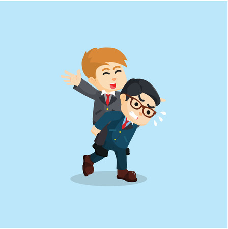 businessman climbed on backs employeesのイラスト素材