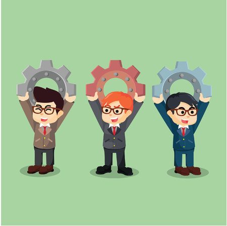 Business man with progress gearのイラスト素材