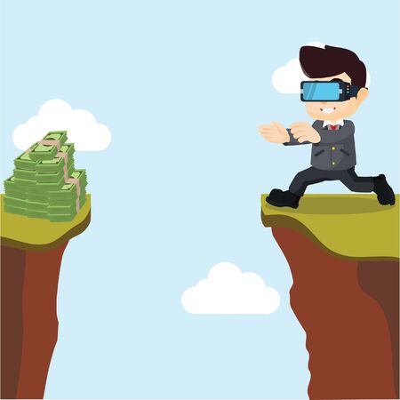 running to money with virtual realityのイラスト素材