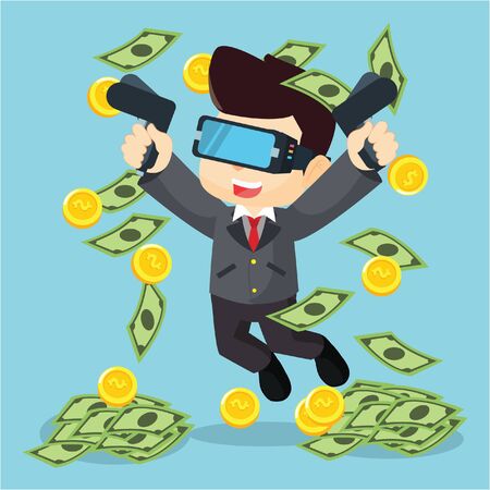 raining money with virtual realityのイラスト素材