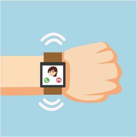 smartwatch incoming call on a businessman handのイラスト素材
