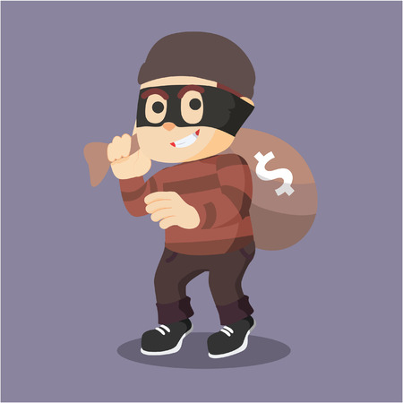 thief rob money illustration designのイラスト素材