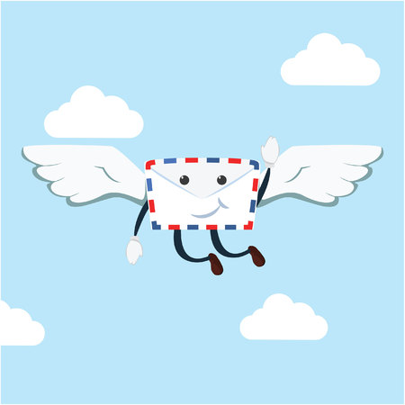 envelope flying illustration designのイラスト素材