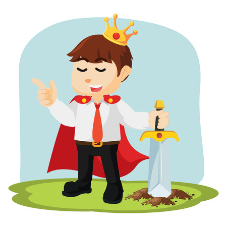 businessman hold royal swordのイラスト素材
