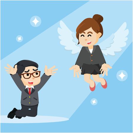 angel businesswoman helping businessmanのイラスト素材