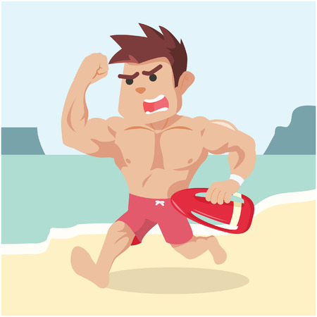 lifeguard running to provide assistanceのイラスト素材