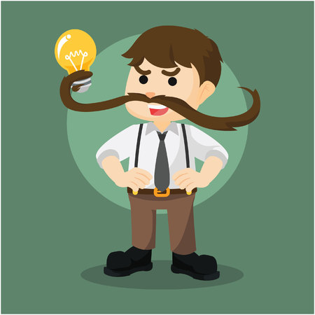 moustache power guy lifting bulb colorfulのイラスト素材