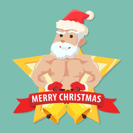 strong santa claus in star emblem colorfulのイラスト素材