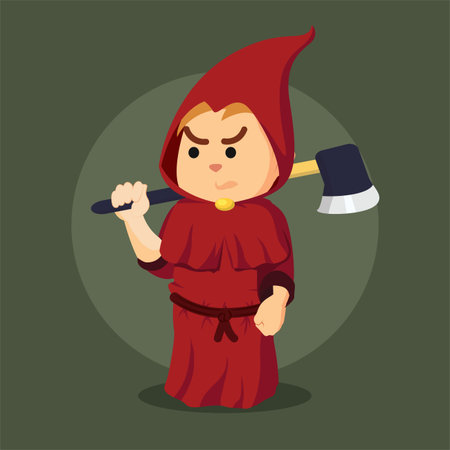 inquisitor holding axe illustration designのイラスト素材
