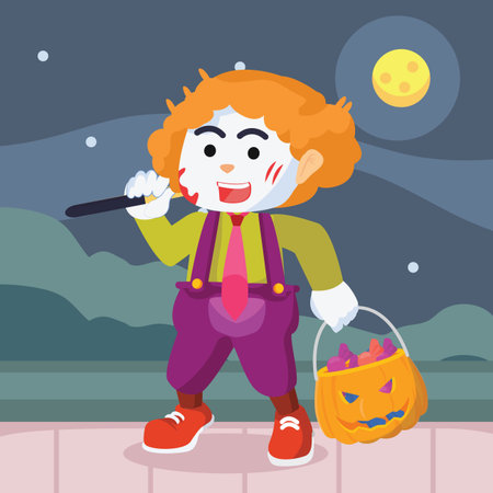 crazy clown trick or threating colorfulのイラスト素材