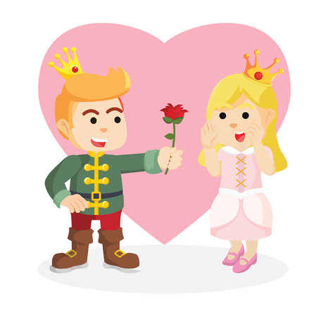 prince gives flower to princessのイラスト素材
