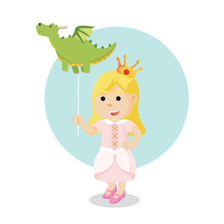 princess with holding dragon balloonのイラスト素材
