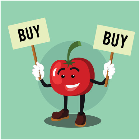 tomato man holding signsのイラスト素材