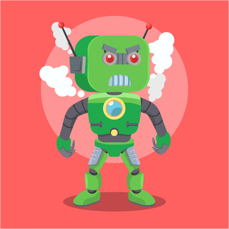 green robot angry colorfulのイラスト素材