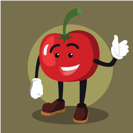 tomato man thumbs up illustration designのイラスト素材