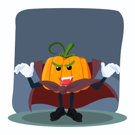 pumpkin man dressed as vampire on halloweanのイラスト素材