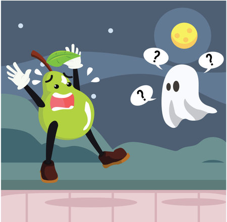 pear man afraid of ghostのイラスト素材