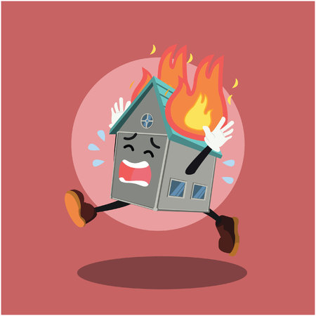 house on fire colorfulのイラスト素材
