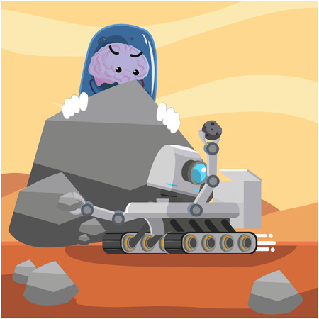 brain alien spying on robotのイラスト素材