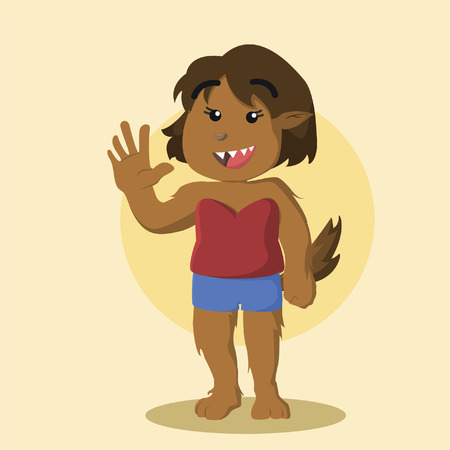 female werewolf illustration vector illustration designのイラスト素材