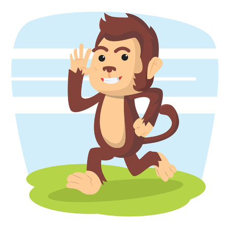 monkey running vector illustration designのイラスト素材