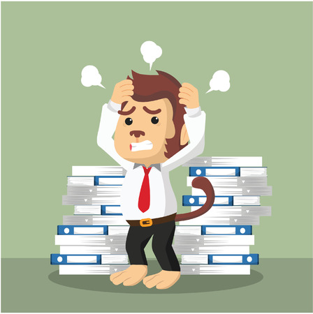 monkey office streesed from workのイラスト素材