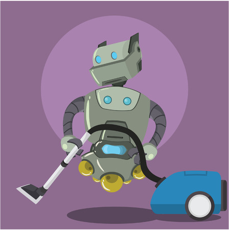 robot cleaning with vacum cleanerのイラスト素材