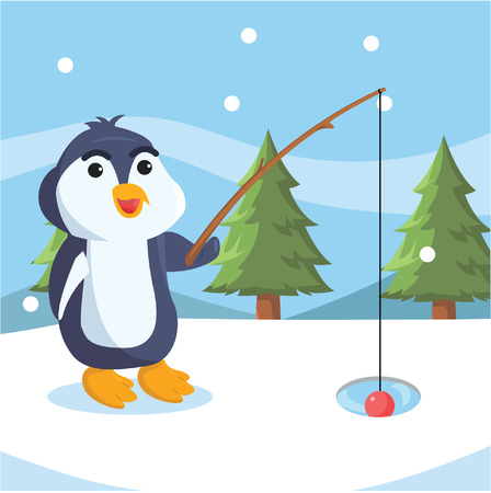 penguin fishing vector illustration designのイラスト素材