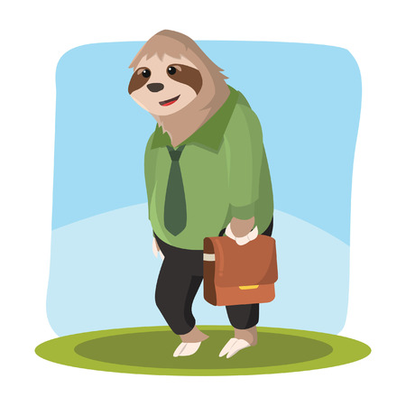 sloth office holding bagのイラスト素材