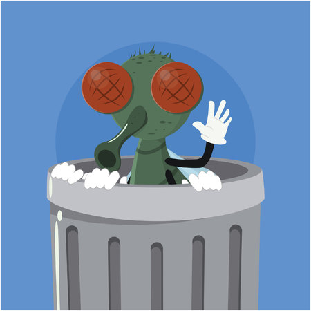 fly inside garbage canのイラスト素材