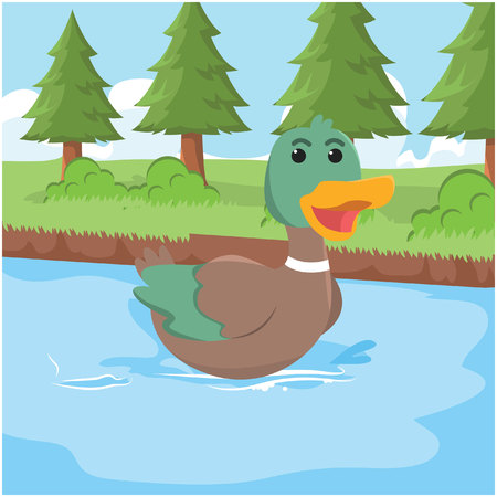 duck swimming vector illustration designのイラスト素材