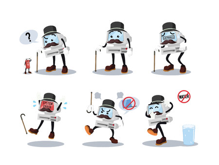 computer man cartoon setのイラスト素材