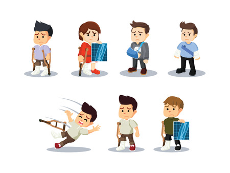 people with broken bones setのイラスト素材