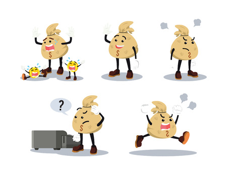 money bag cartoon setのイラスト素材