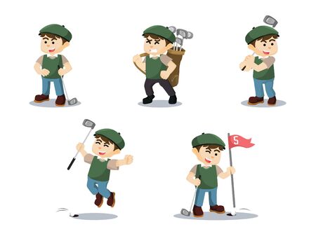 golf player cartoon setのイラスト素材
