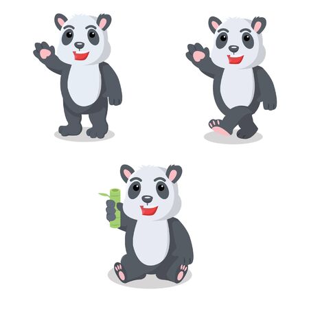 panda cartoon set illustration designのイラスト素材
