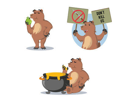 bear cartoon set illustration designのイラスト素材