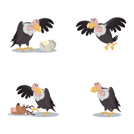 vulture cartoon set illustration designのイラスト素材