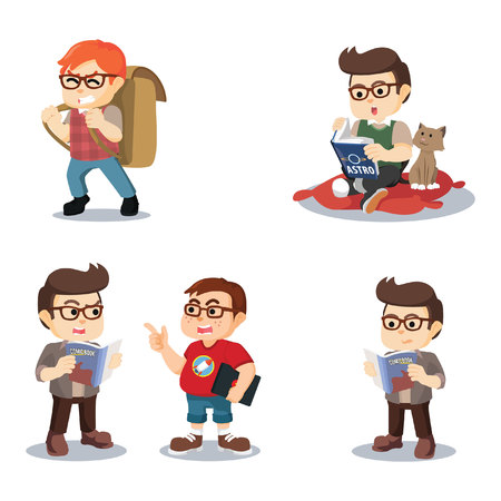 nerd cartoon set illustration designのイラスト素材