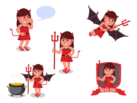 devil girl set illustration designのイラスト素材