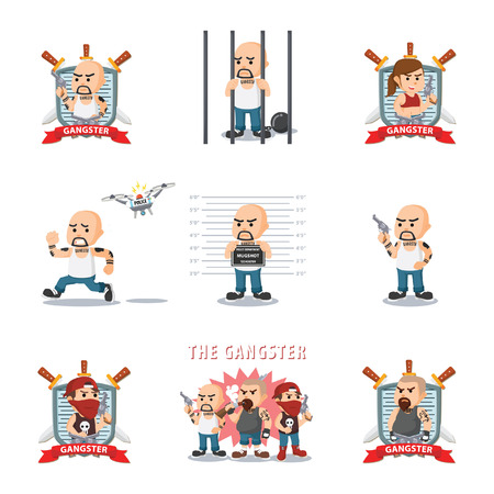 gangster cartoon set illustration designのイラスト素材