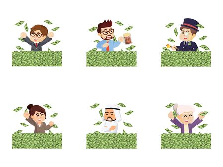 people with a lot money setのイラスト素材