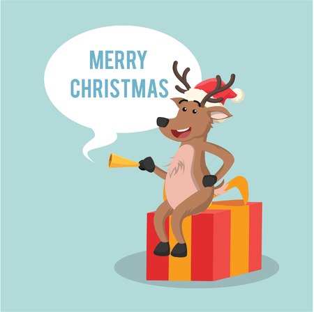 deer with callout merry christmasのイラスト素材