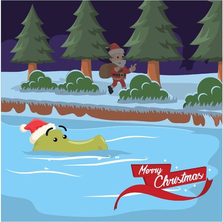 crocodile spotted santa illustration designのイラスト素材