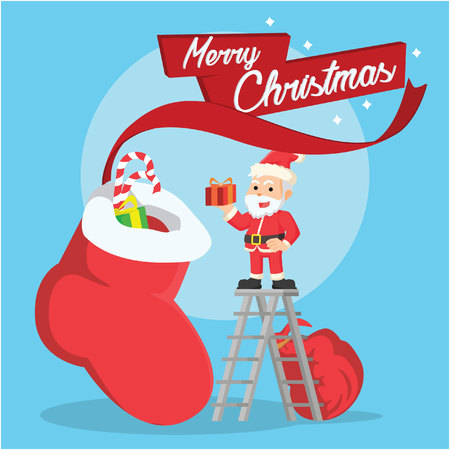 santa putting in christmas presentsのイラスト素材