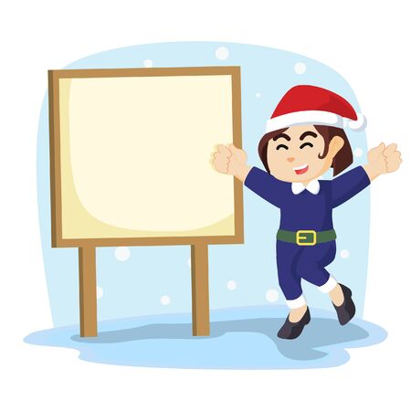 santa girl with signのイラスト素材