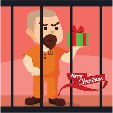 convict got a christmas presentのイラスト素材