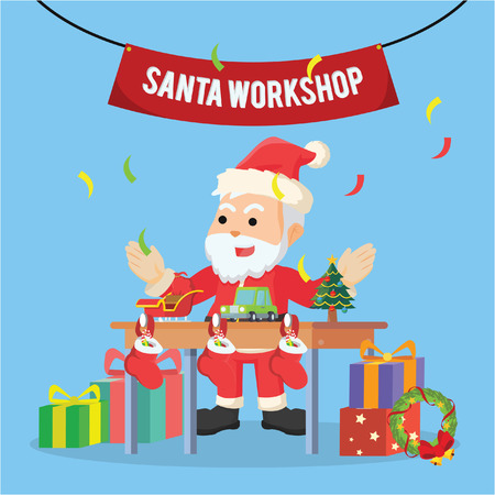 santa workshop illustration designのイラスト素材